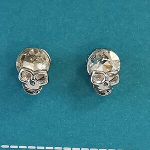 Silver Tone and Crystal 'Skull ' Earrings